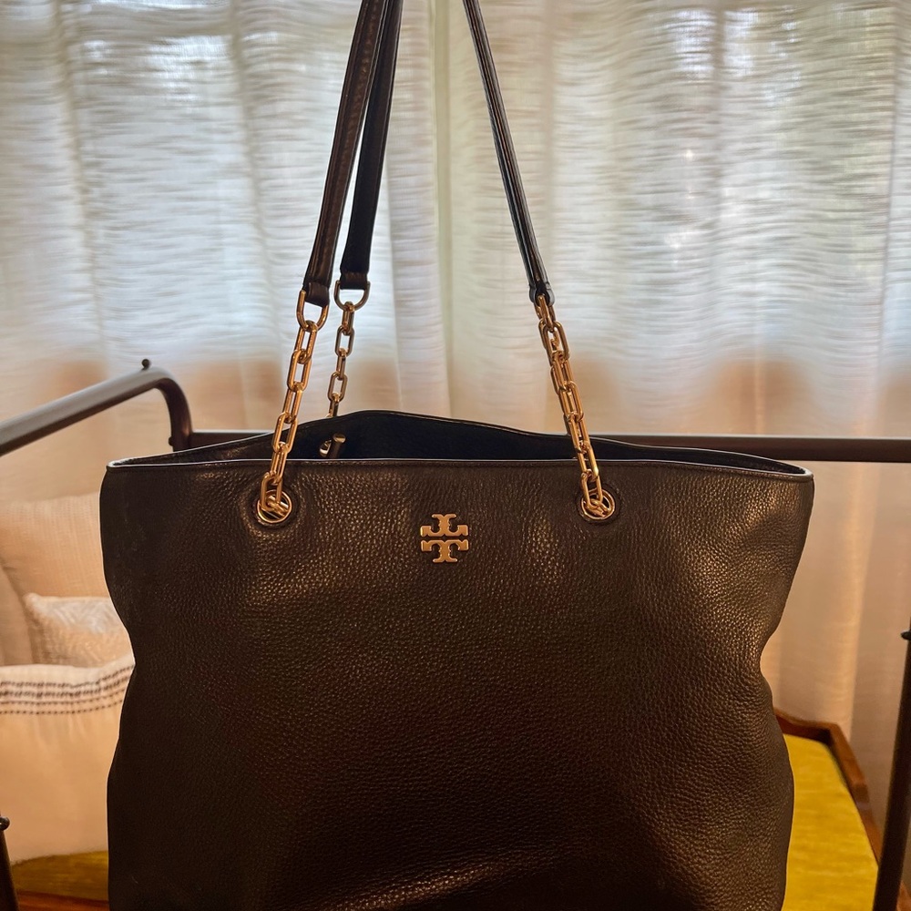 Tory Burch Black Pebbled Leather Tote